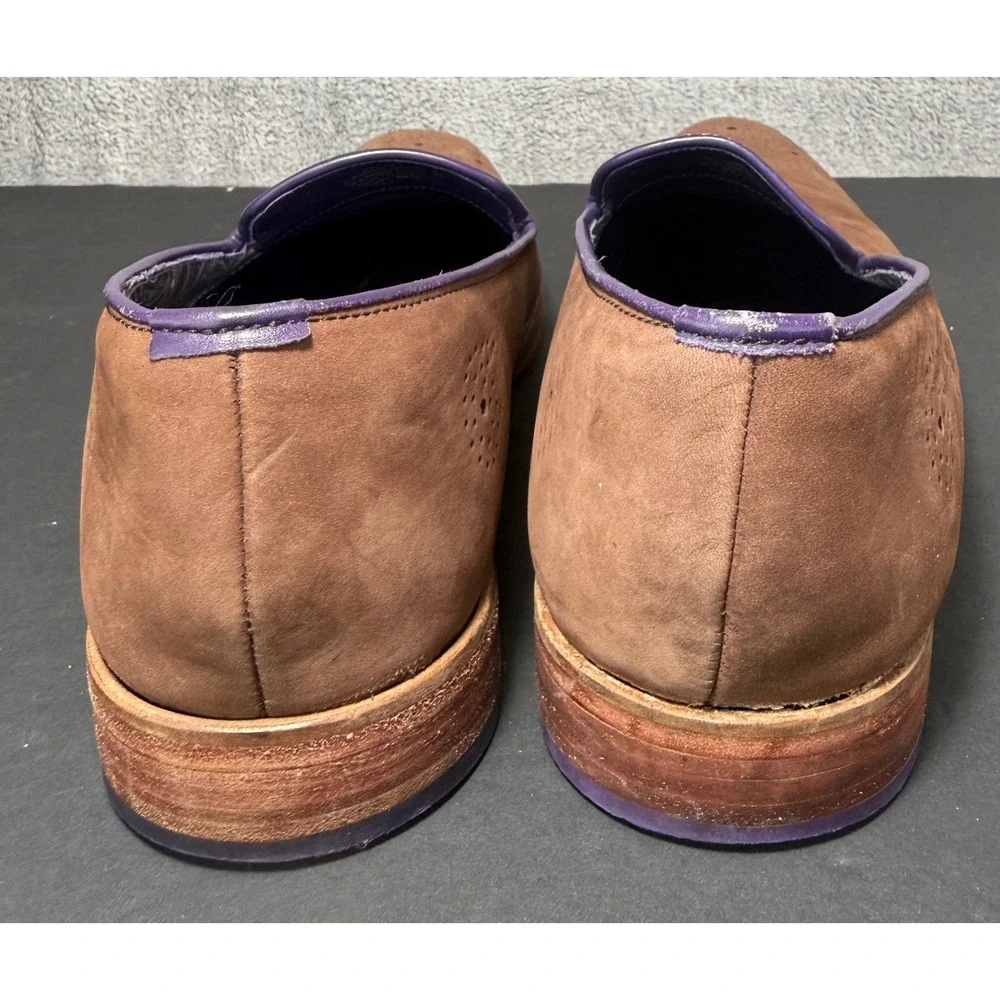 Robert Graham MOMA Loafers Mens Size 11.5 D Brown Purple Leather Paisley IN1002